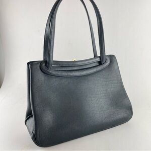 Vintage John Orrs navy leather handbag, circa late 1970s–early 1980s